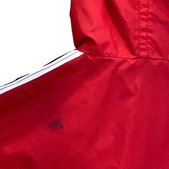 Women's GARAGE Windbreaker Jacket Size Small Red Striped Cropped Full Zip Nylon - Picture 4 of 10